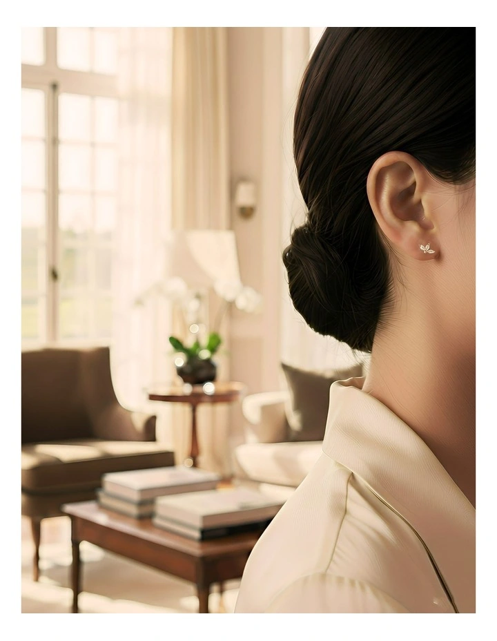 Simple Romantic Clover Mini Small Fashion Jewelry Stud Earrings in Gold Plated image 4