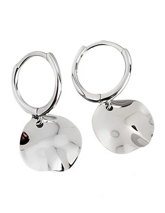 Geometric Round Uneven Stud Earrings in Silver
