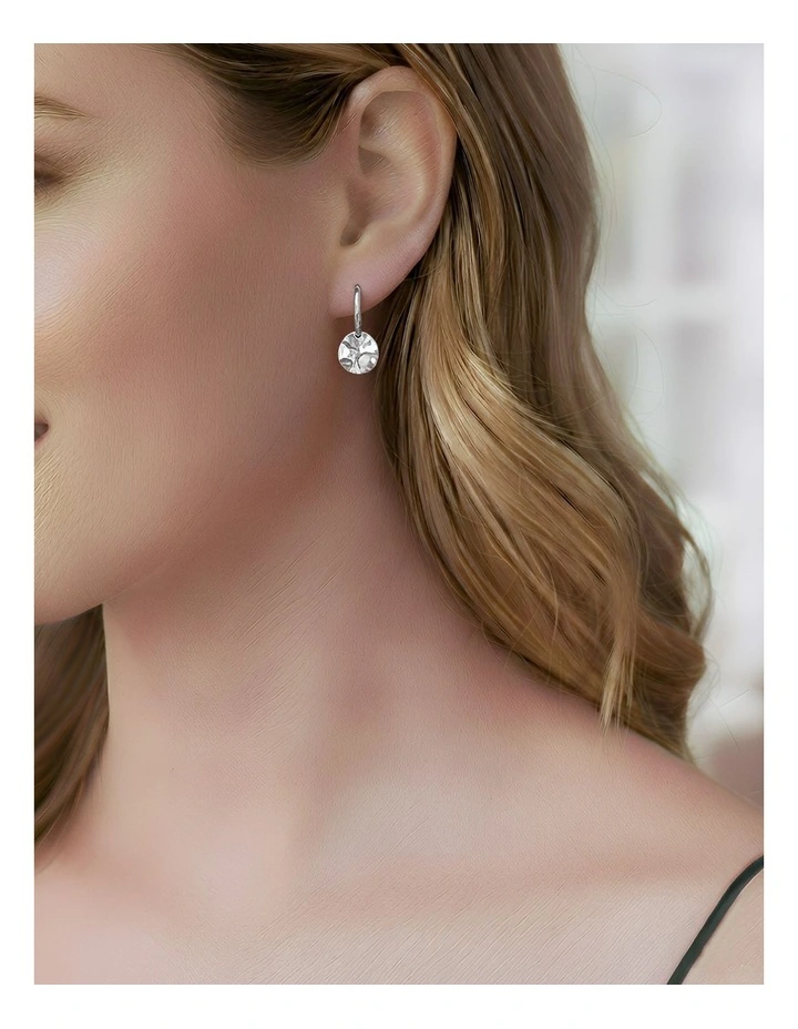 Geometric Round Uneven Stud Earrings in Silver image 2