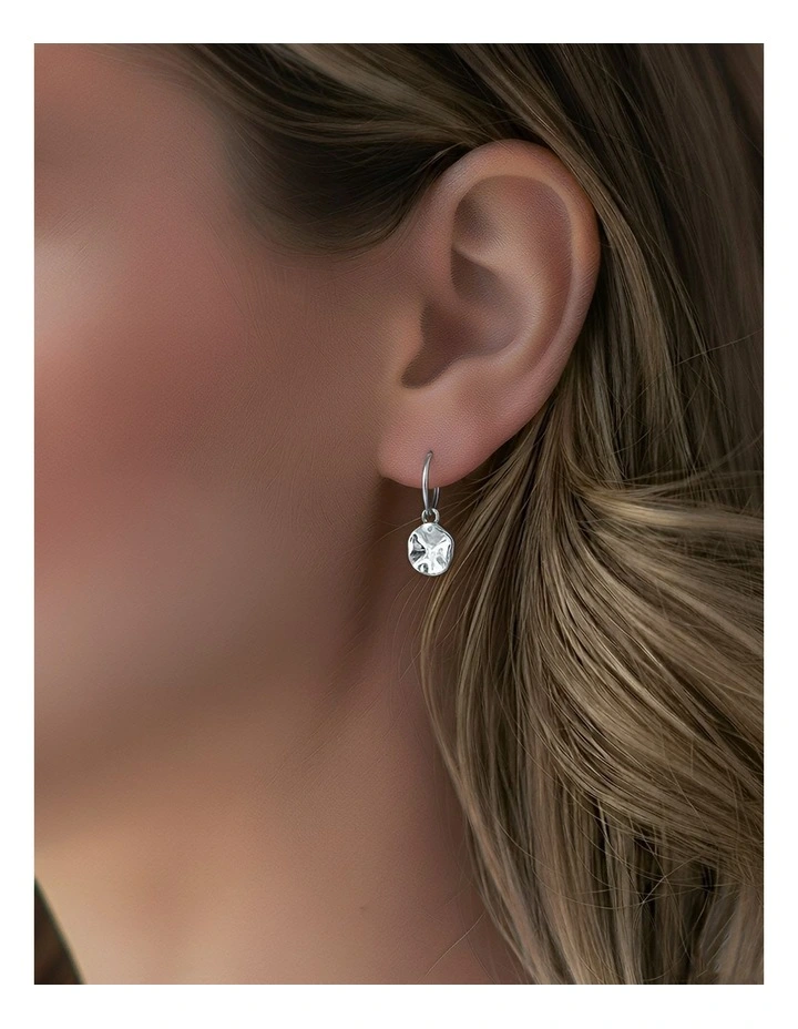 Geometric Round Uneven Stud Earrings in Silver image 3