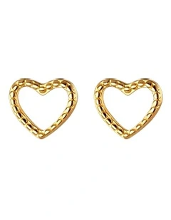 Fashion Earrings Heart Gold 925 Sterling Silver Minimalist Stud for Cute Teen Jewelry in Gold