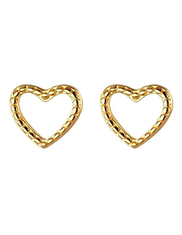 Fashion Earrings Heart Gold 925 Sterling Silver Minimalist Stud for Cute Teen Jewelry in Gold image 1