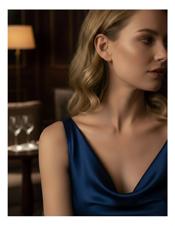 Fashion Earrings Heart Gold 925 Sterling Silver Minimalist Stud for Cute Teen Jewelry in Gold image 2