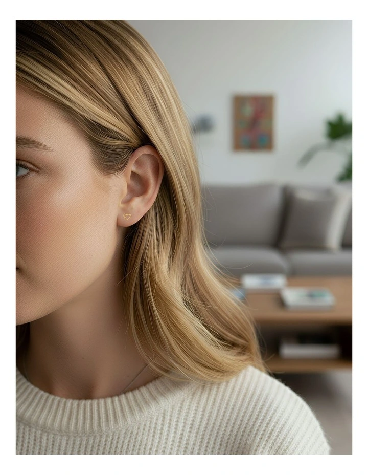 Fashion Earrings Heart Gold 925 Sterling Silver Minimalist Stud for Cute Teen Jewelry in Gold image 3