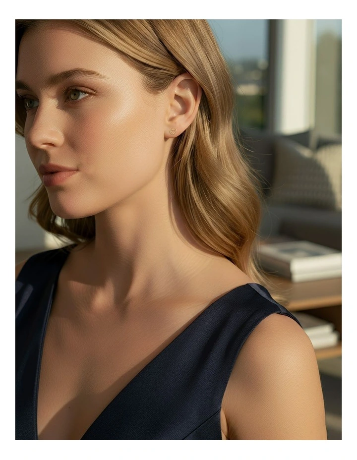 Fashion Earrings Heart Gold 925 Sterling Silver Minimalist Stud for Cute Teen Jewelry in Gold image 4