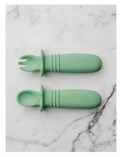 Selfie Spoon + Fork in Mint Crisp