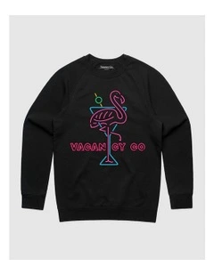 Flamingo Club Crewneck Sweater in Black