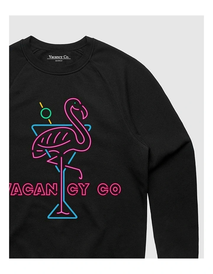 Flamingo Club Crewneck Sweater in Black image 2