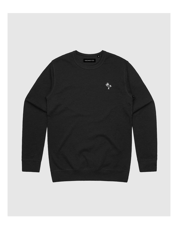 Palm Embroidery Crewneck Sweater in Black image 1
