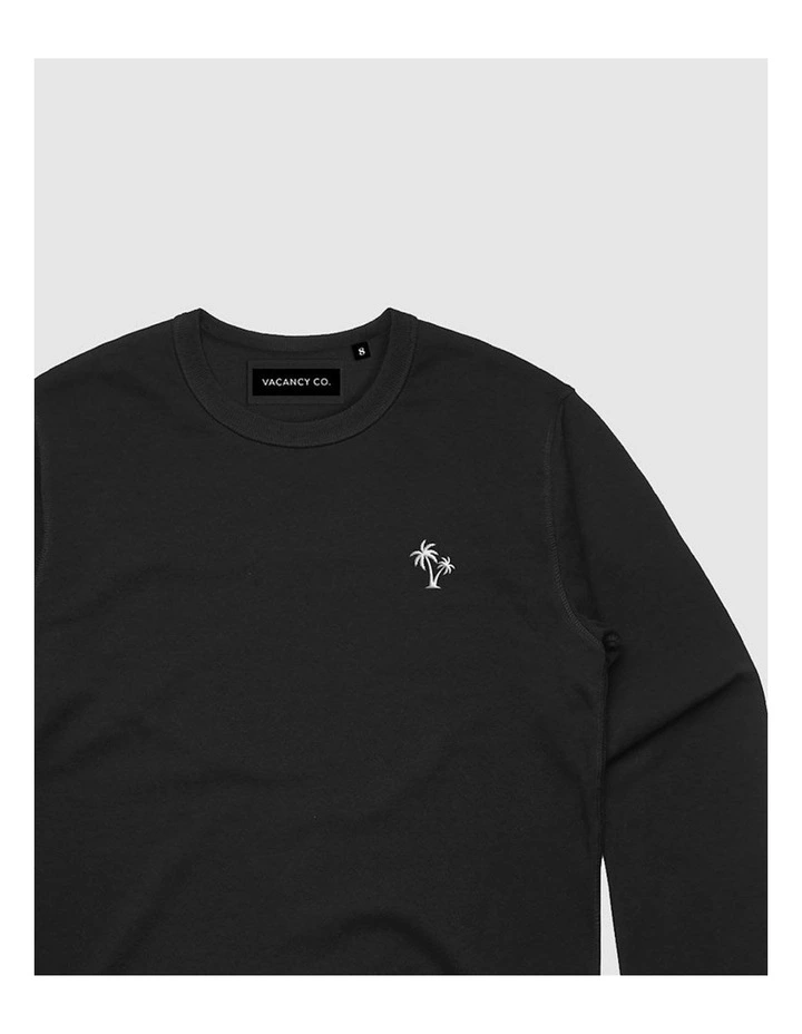 Palm Embroidery Crewneck Sweater in Black image 2