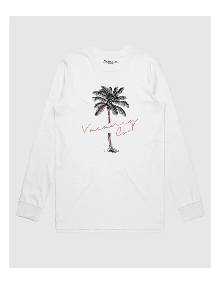 Tropical Long Sleeve T-shirt in White image 1