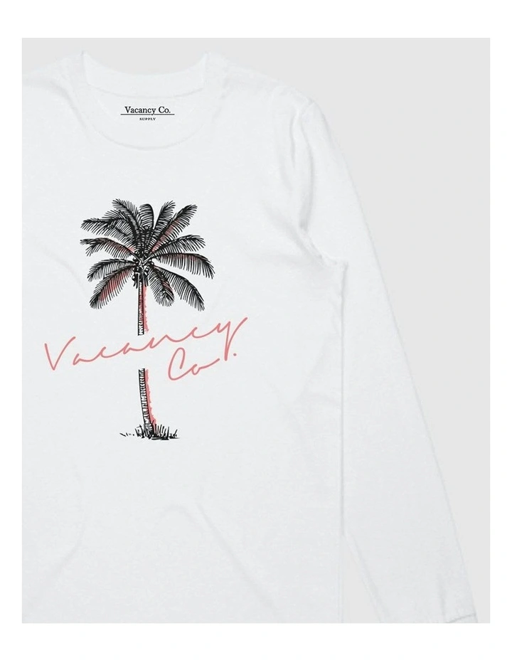 Tropical Long Sleeve T-shirt in White image 2