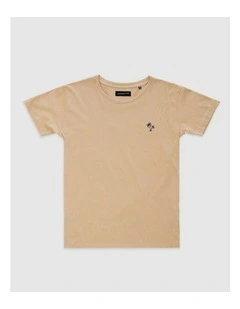 Palm Embroidery Tee in Beige