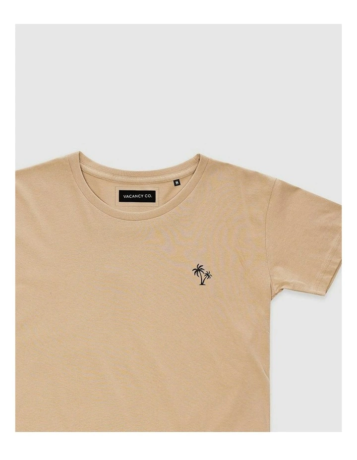 Palm Embroidery Tee in Beige image 2