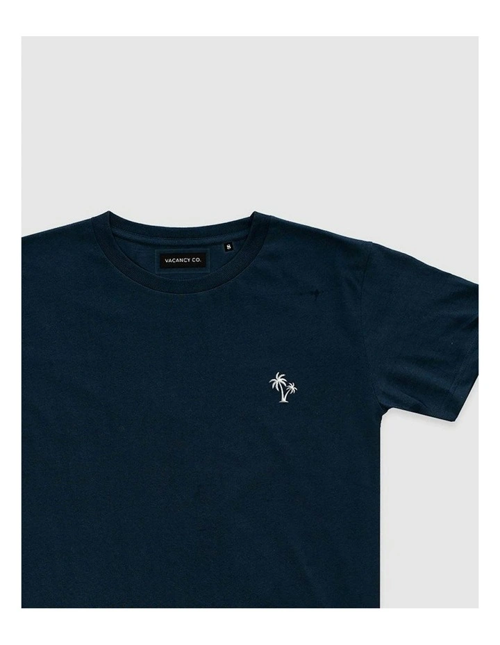 Palm Embroidery Tee in Blue image 2
