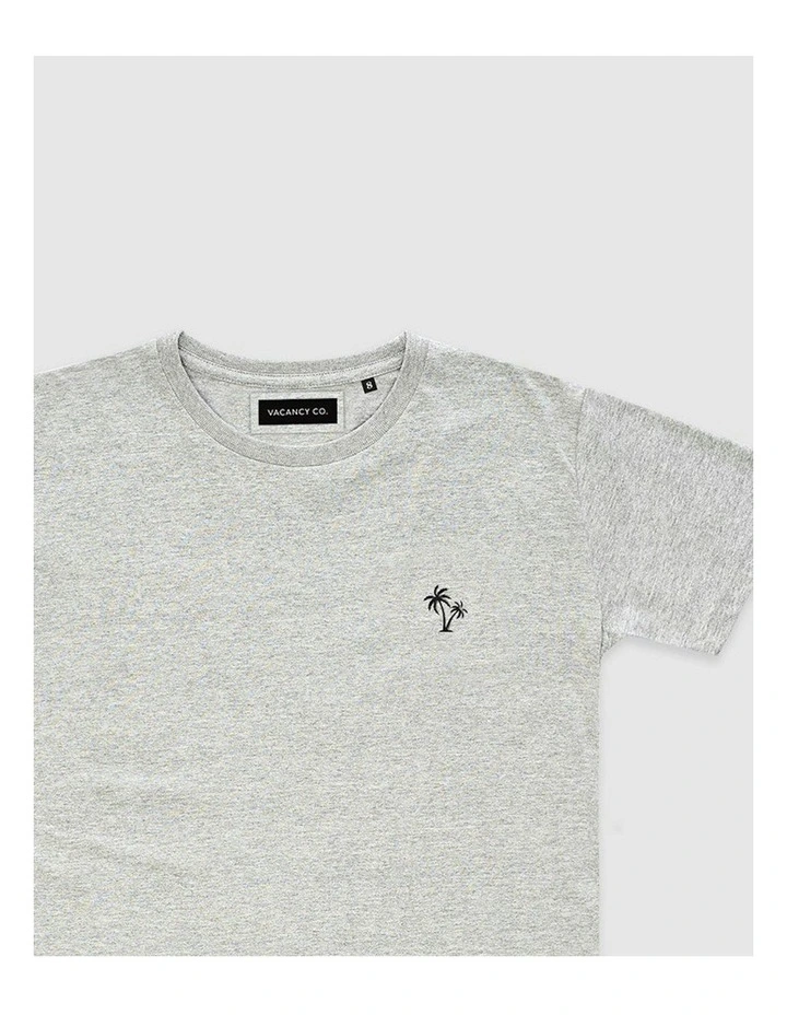 Palm Embroidery Tee in Grey image 2