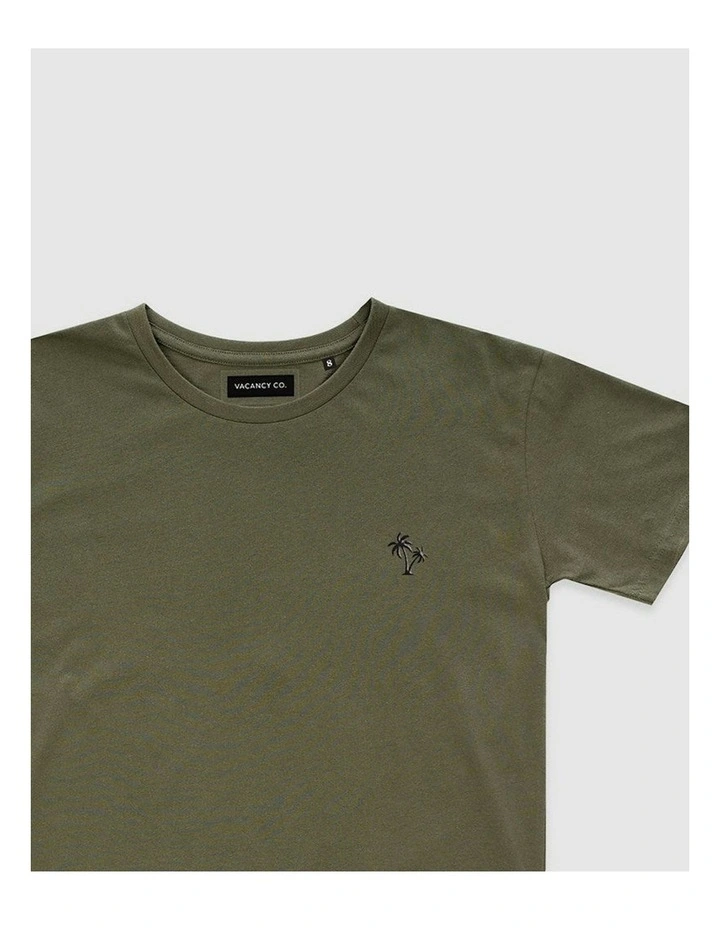 Palm Embroidery Tee in Green image 2