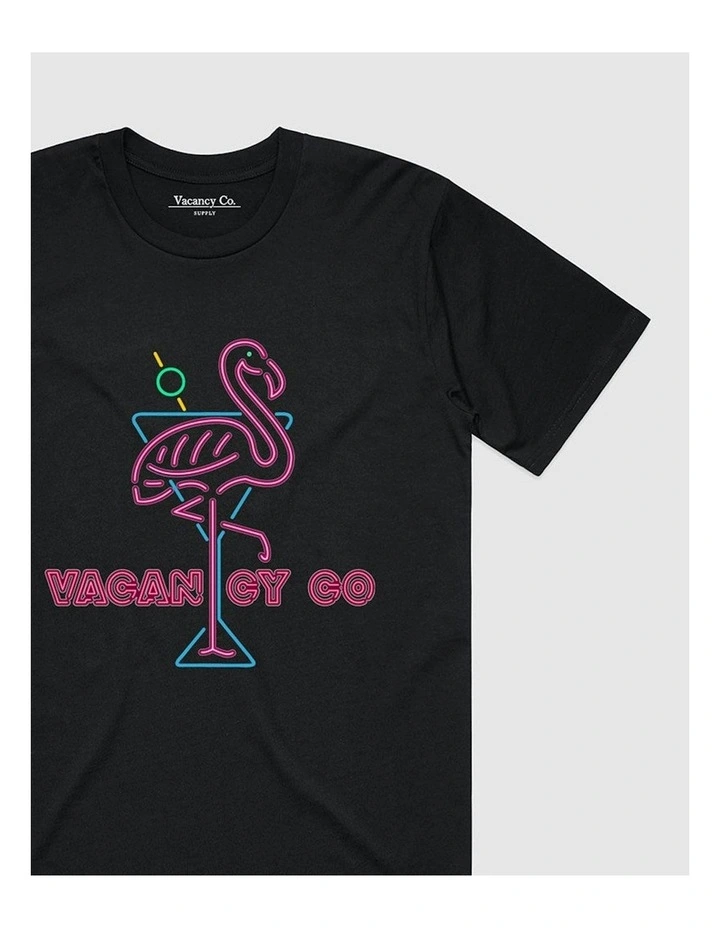 Flamingo Club Tee in Black image 2