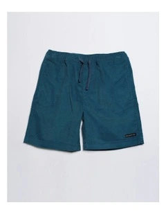 Cord Elastic Waist Stretch Short in Blue