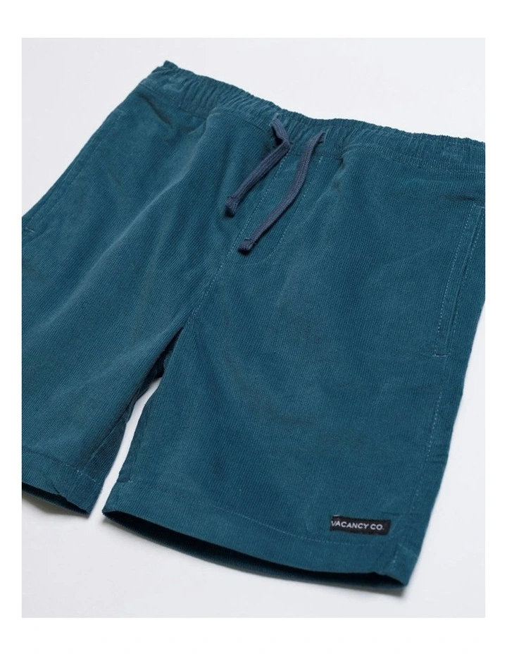 Cord Elastic Waist Stretch Short in Blue image 3