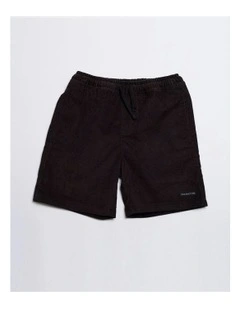 Cord Elastic Waist Stretch Short in Brown