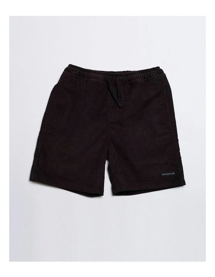 Cord Elastic Waist Stretch Short in Brown image 1