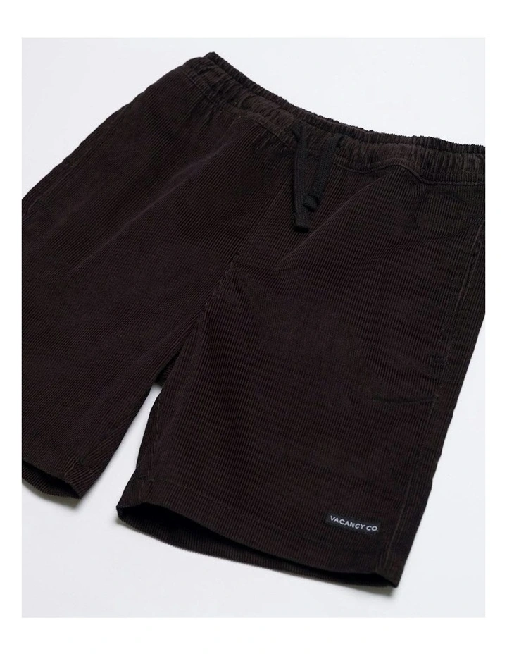 Cord Elastic Waist Stretch Short in Brown image 3