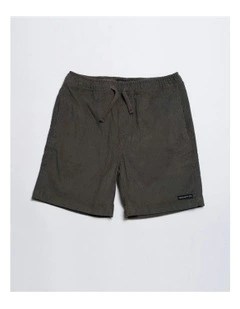 Youth Cord Elastic Waist Stretch Short in Black