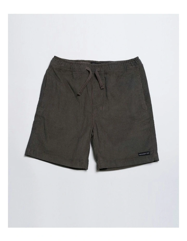 Youth Cord Elastic Waist Stretch Short in Black image 1