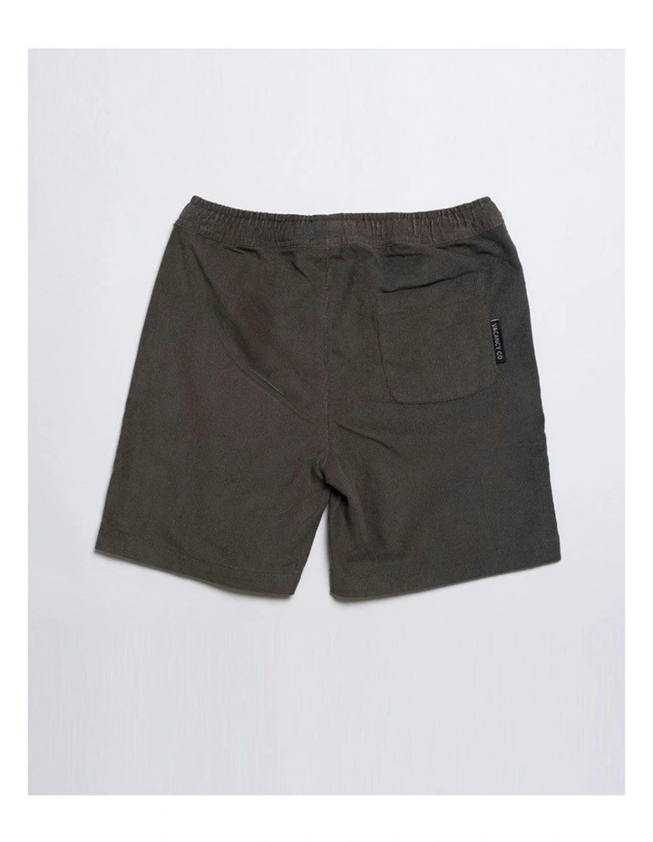 Youth Cord Elastic Waist Stretch Short in Black image 2