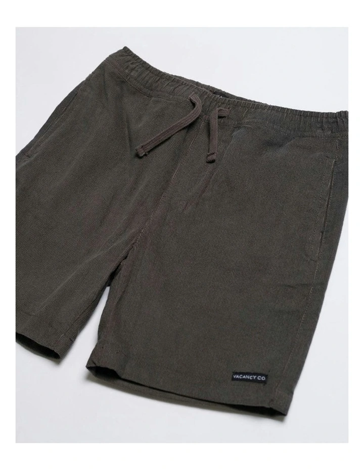 Youth Cord Elastic Waist Stretch Short in Black image 3