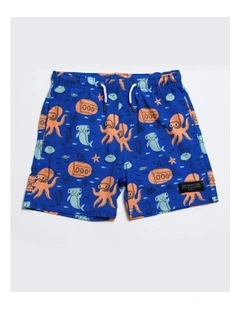 Sea Life Swim Short in Blue