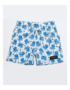 Octo-Pirate Swim Short in White