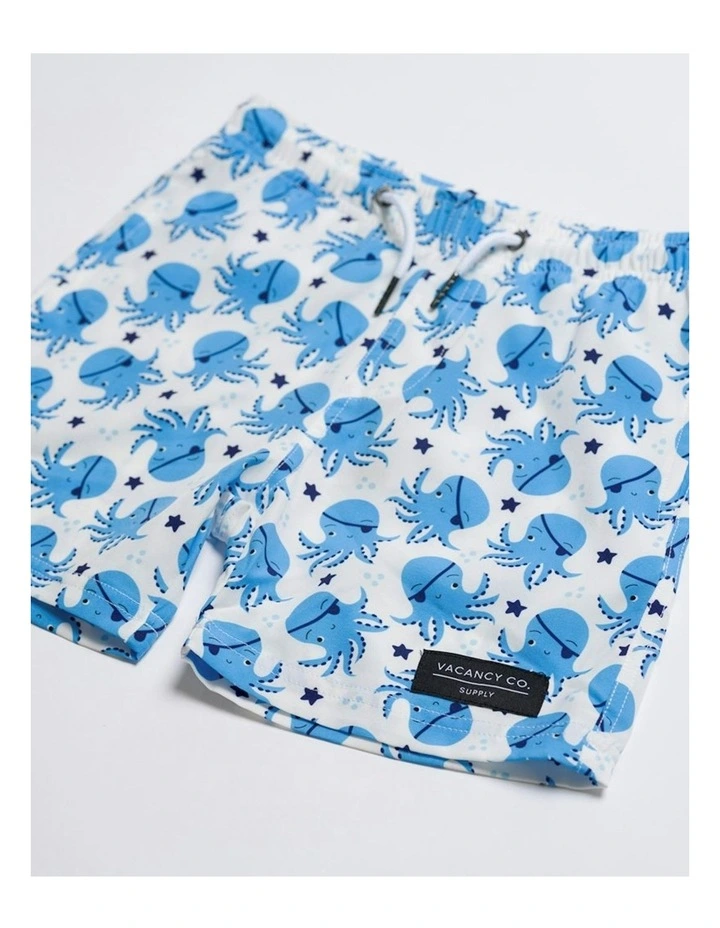 Octo-Pirate Swim Short in White image 3