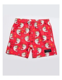 Scuba Shark Swim Shorts in Orange