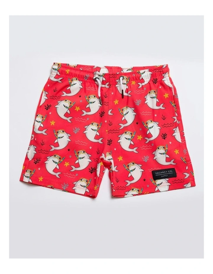 Scuba Shark Swim Shorts in Orange image 1