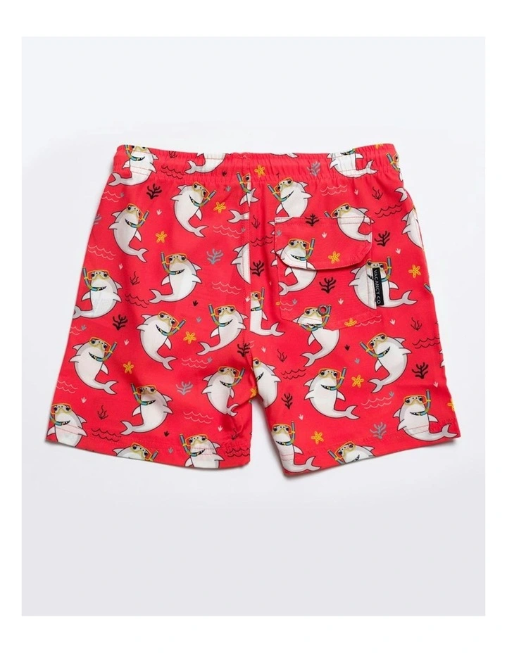 Scuba Shark Swim Shorts in Orange image 2