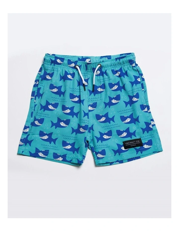Smiley Shark Swim Shorts in Blue image 1