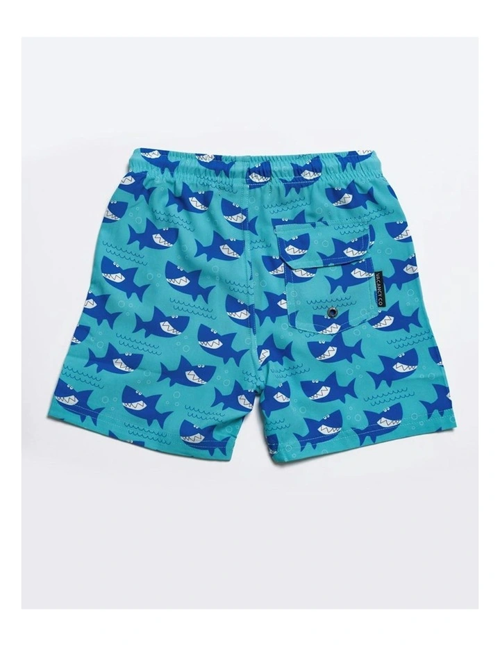 Smiley Shark Swim Shorts in Blue image 2