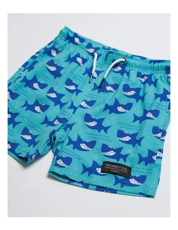 Smiley Shark Swim Shorts in Blue image 3