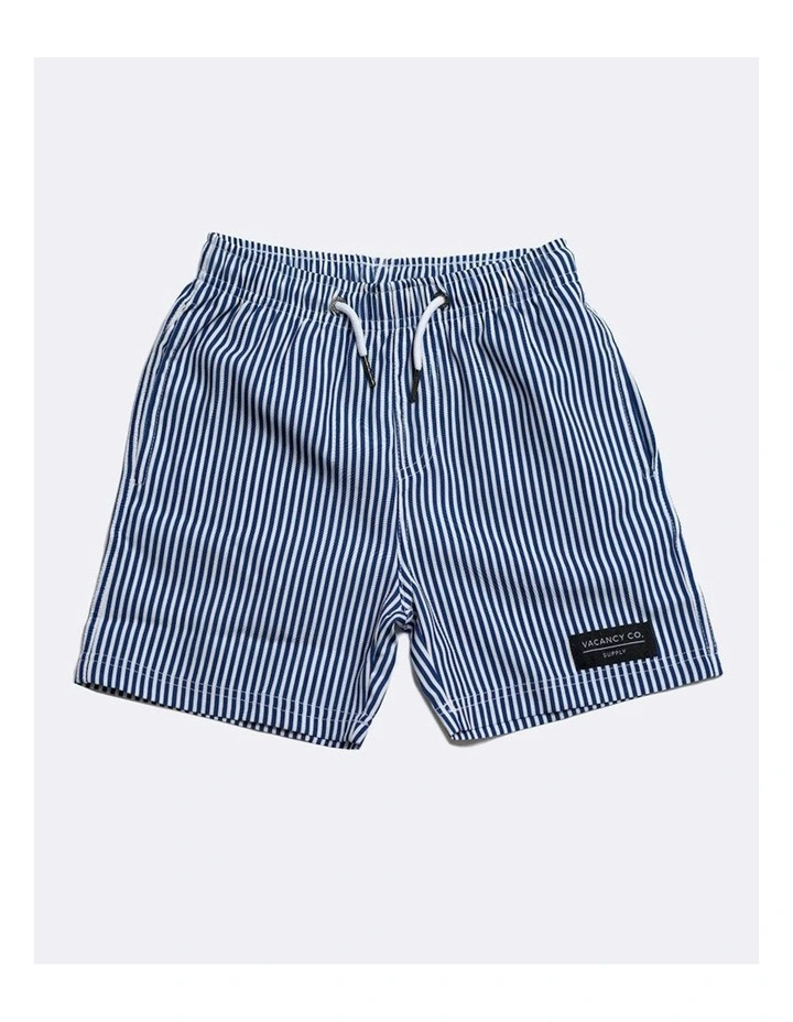 Deck Traditional Stripe Swim Shorts in Blue image 1