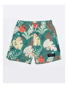 Abstract Leaf Swim Shorts in Sage