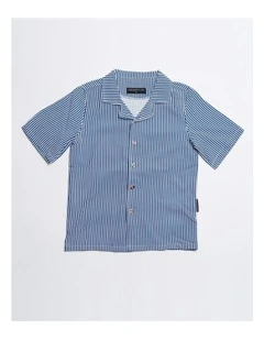 Deck Traditional Stripe Dress Shirt in Blue