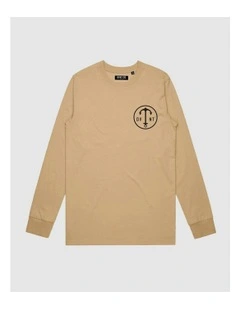 Dive Deep Long Sleeve Youth T-shirt in Camel