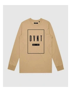 Framed Long Sleeve Youth T-shirt in Camel