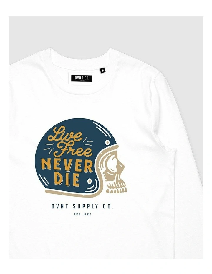 Live Free Long Sleeve Youth T-shirt in White image 3