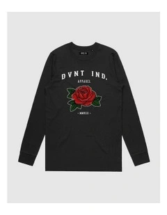 Rose Long Sleeve Youth T-shirt in Black