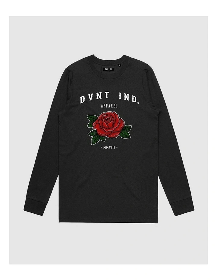 Rose Long Sleeve Youth T-shirt in Black image 1