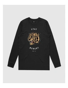 Stay Hungry Long Sleeve Youth T-Shirt in Black