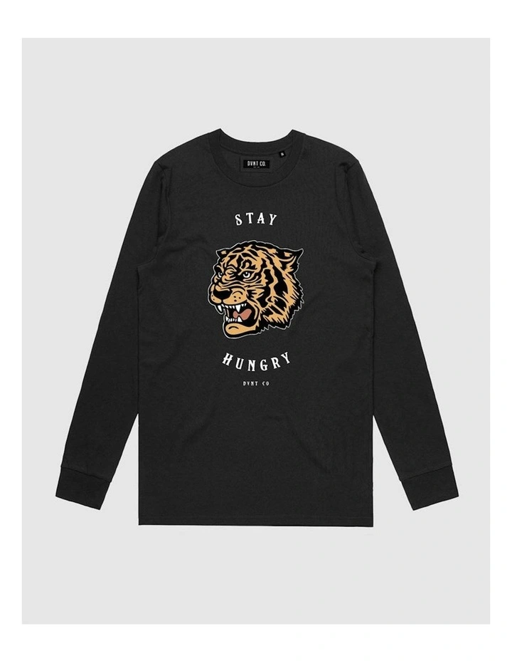 Stay Hungry Long Sleeve Youth T-Shirt in Black image 1